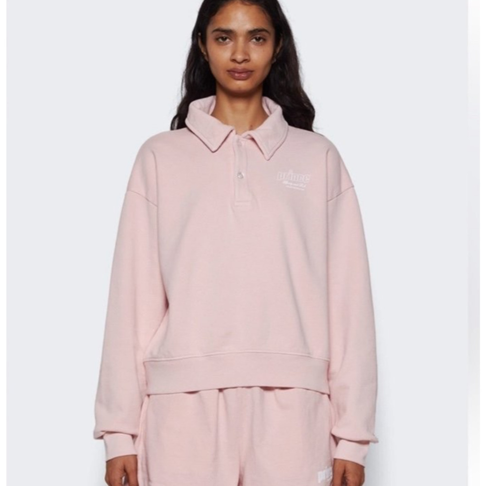 SPORTY & RICH x Prince Racquet and Health Club Polo in Baby Pink/White Sz medium